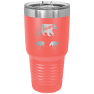 Personalized coral 30 oz vacuum insulated tumbler with 'Mama Bear 2 Baby Bears' design