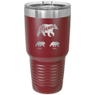 Personalized maroon 30 oz vacuum insulated tumbler with 'Mama Bear 2 Baby Bears' design