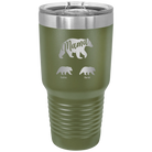 Personalized olive green 30 oz vacuum insulated tumbler with 'Mama Bear 2 Baby Bears' design