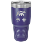 Personalized purple 30 oz vacuum insulated tumbler with 'Mama Bear 2 Baby Bears' design