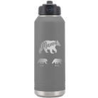 Personalized dark gray 32 oz vacuum insulated water bottle with 'Mama Bear 2 Baby Bears' design