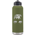 Personalized olive green 32 oz vacuum insulated water bottle with 'Mama Bear 2 Baby Bears' design