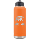 Personalized orange 32 oz vacuum insulated water bottle with 'Mama Bear 2 Baby Bears' design