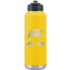 Personalized yellow 32 oz vacuum insulated water bottle with 'Mama Bear 2 Baby Bears' design