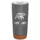Personalized storm gray 20 oz vacuum insulated tumbler with 'Mama Bear 2 Baby Bears' design
