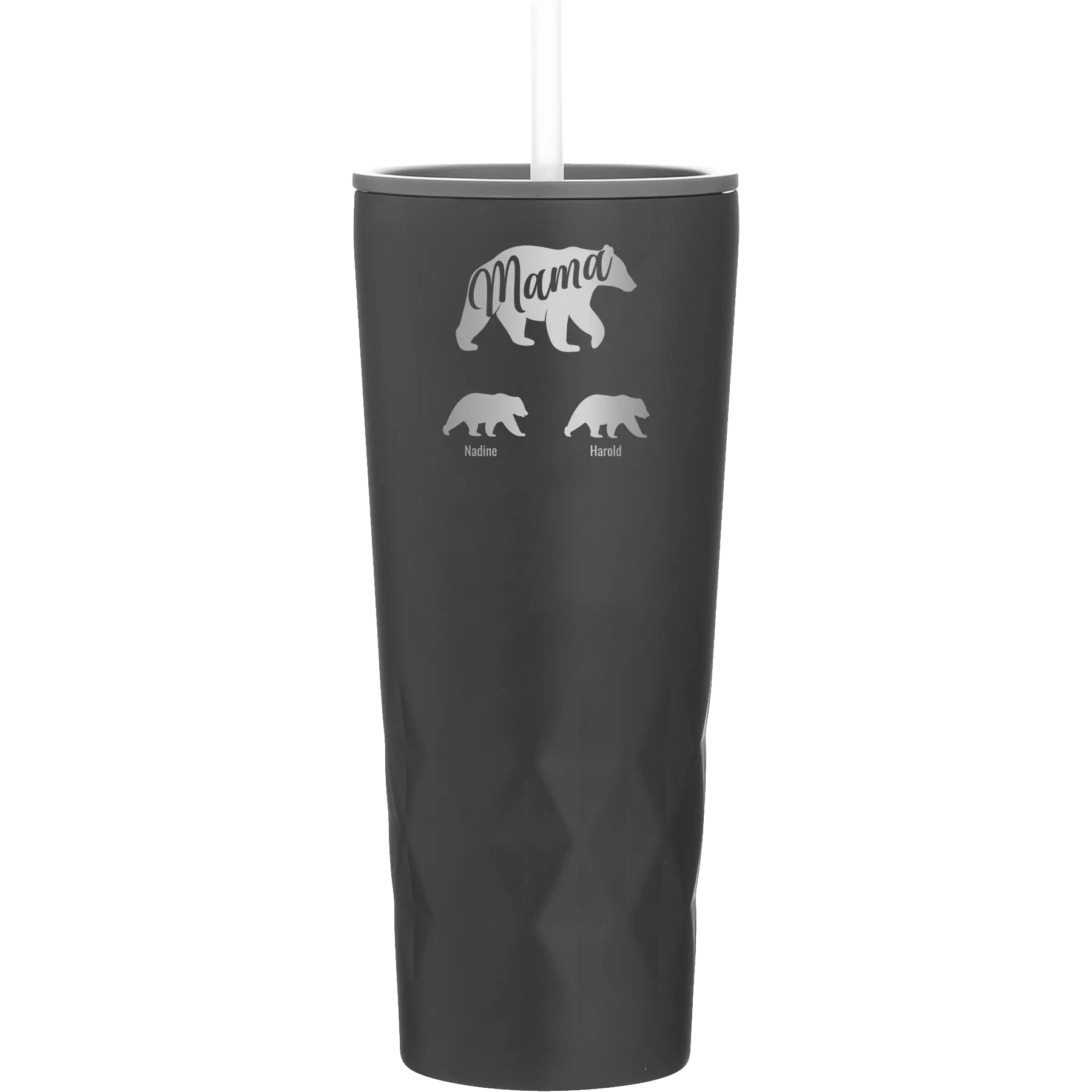 Personalized black 20 oz vacuum insulated tumbler with 'Mama Bear 2 Baby Bears' design