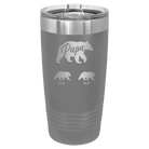 Personalized dark gray 20 oz vacuum insulated tumbler with 'Papa Bear 2 Baby Bears' design