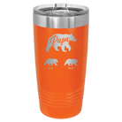 Personalized orange 20 oz vacuum insulated tumbler with 'Papa Bear 2 Baby Bears' design