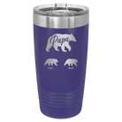 Personalized purple 20 oz vacuum insulated tumbler with 'Papa Bear 2 Baby Bears' design