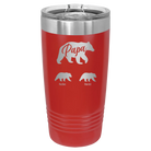 Personalized red 20 oz vacuum insulated tumbler with 'Papa Bear 2 Baby Bears' design