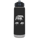 Personalized black 20 oz vacuum insulated water bottle with 'Papa Bear 2 Baby Bears' design
