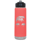 Personalized coral 20 oz vacuum insulated water bottle with 'Papa Bear 2 Baby Bears' design