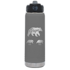 Personalized dark gray 20 oz vacuum insulated water bottle with 'Papa Bear 2 Baby Bears' design