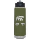 Personalized olive green 20 oz vacuum insulated water bottle with 'Papa Bear 2 Baby Bears' design
