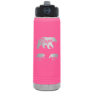 Personalized pink 20 oz vacuum insulated water bottle with 'Papa Bear 2 Baby Bears' design