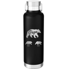 Personalized black 24 oz vacuum insulated water bottle with 'Papa Bear 2 Baby Bears' design