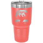 Personalized coral 30 oz vacuum insulated tumbler with 'Papa Bear 2 Baby Bears' design