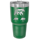 Personalized green 30 oz vacuum insulated tumbler with 'Papa Bear 2 Baby Bears' design