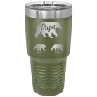Personalized olive green 30 oz vacuum insulated tumbler with 'Papa Bear 2 Baby Bears' design
