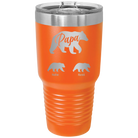 Personalized orange 30 oz vacuum insulated tumbler with 'Papa Bear 2 Baby Bears' design