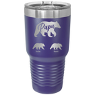 Personalized purple 30 oz vacuum insulated tumbler with 'Papa Bear 2 Baby Bears' design