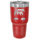 Personalized red 30 oz vacuum insulated tumbler with 'Papa Bear 2 Baby Bears' design