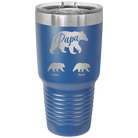 Personalized royal blue 30 oz vacuum insulated tumbler with 'Papa Bear 2 Baby Bears' design