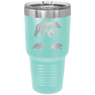 Personalized teal 30 oz vacuum insulated tumbler with 'Papa Bear 2 Baby Bears' design