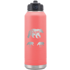 Personalized coral 32 oz vacuum insulated water bottle with 'Papa Bear 2 Baby Bears' design