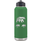 Personalized green 32 oz vacuum insulated water bottle with 'Papa Bear 2 Baby Bears' design