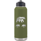 Personalized olive green 32 oz vacuum insulated water bottle with 'Papa Bear 2 Baby Bears' design
