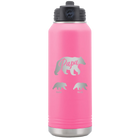 Personalized pink 32 oz vacuum insulated water bottle with 'Papa Bear 2 Baby Bears' design