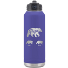 Personalized purple 32 oz vacuum insulated water bottle with 'Papa Bear 2 Baby Bears' design