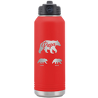 Personalized red 32 oz vacuum insulated water bottle with 'Papa Bear 2 Baby Bears' design