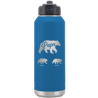 Personalized royal blue 32 oz vacuum insulated water bottle with 'Papa Bear 2 Baby Bears' design