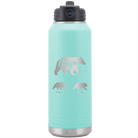 Personalized teal 32 oz vacuum insulated water bottle with 'Papa Bear 2 Baby Bears' design