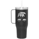 Personalized black 40 oz vacuum insulated tumbler mug with 'Papa Bear 2 Baby Bears' design