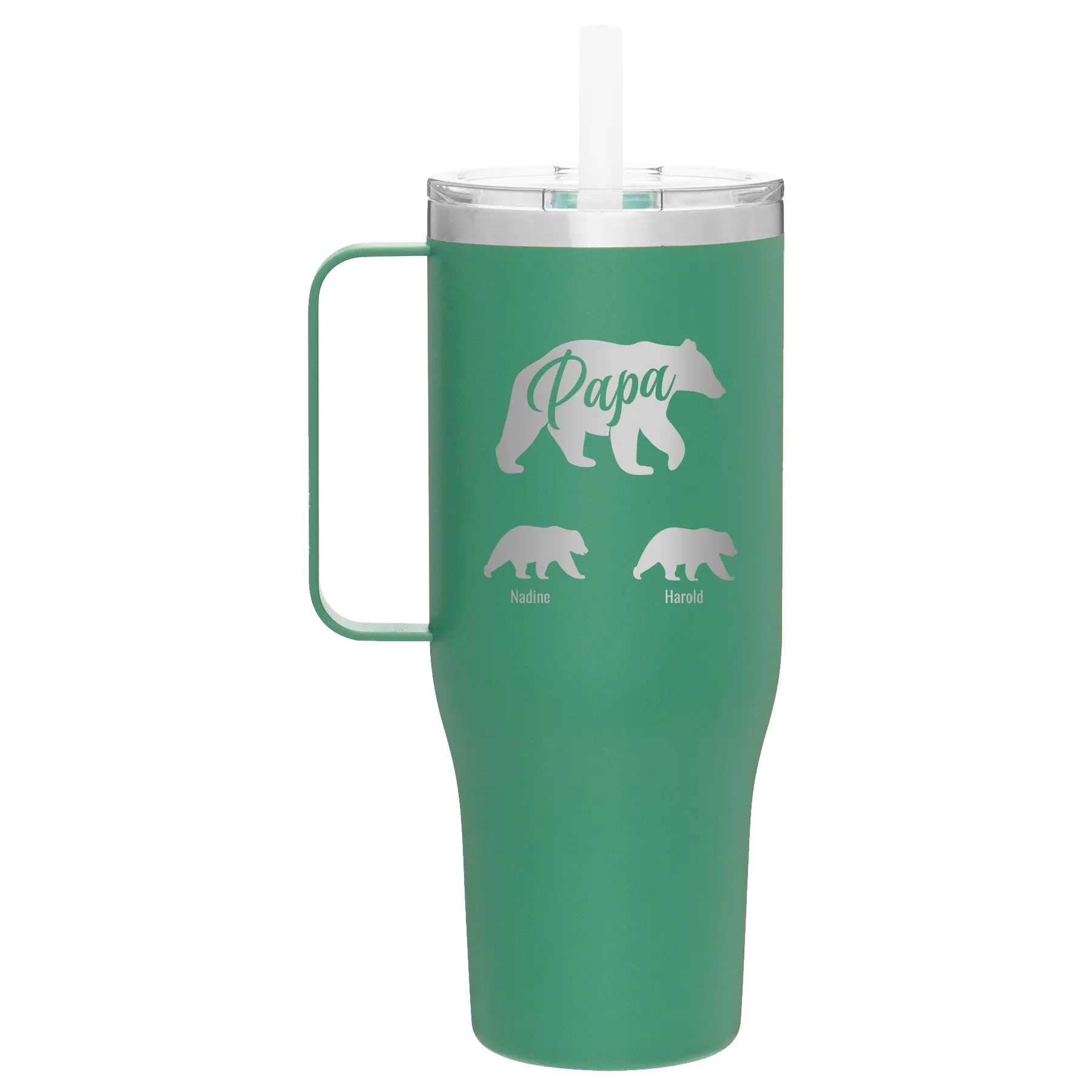 Personalized forage 40 oz vacuum insulated tumbler mug with 'Papa Bear 2 Baby Bears' design