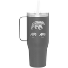 Personalized slate 40 oz vacuum insulated tumbler mug with 'Papa Bear 2 Baby Bears' design
