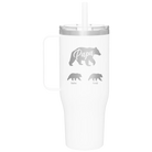 Personalized white 40 oz vacuum insulated tumbler mug with 'Papa Bear 2 Baby Bears' design