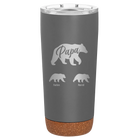 Personalized storm gray 20 oz vacuum insulated tumbler with 'Papa Bear 2 Baby Bears' design