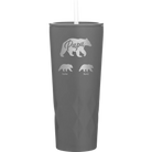 Personalized slate 20 oz vacuum insulated tumbler with 'Papa Bear 2 Baby Bears' design