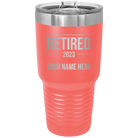 Personalized coral 30 oz vacuum insulated tumbler with 'Retired' design
