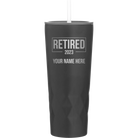 Personalized black 20 oz vacuum insulated tumbler with 'Retired' design