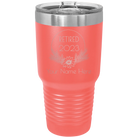 Personalized coral 30 oz vacuum insulated tumbler with 'Retired Floral' design