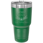Personalized green 30 oz vacuum insulated tumbler with 'Retired Floral' design