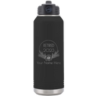 Personalized black 32 oz vacuum insulated water bottle with 'Retired Floral' design