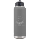 Personalized dark gray 32 oz vacuum insulated water bottle with 'Retired Floral' design