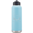 Personalized light blue 32 oz vacuum insulated water bottle with 'Retired Floral' design
