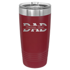 Personalized maroon 20 oz vacuum insulated tumbler with 'Dad' design